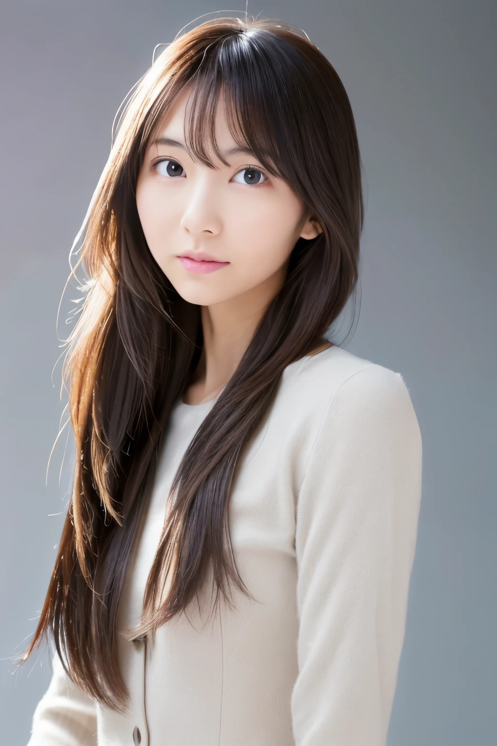 (High reality photograph, high resolusion), Skinny Japanese lady, 30 years old, cute face, detailed face, detailed eyes, various hair style, skinny figure, correct body anatomy, ((looking straight ahead)), facing the camera directly, single photo, a photo captured the best moment expressing the beauty and brains, ((with simple background))