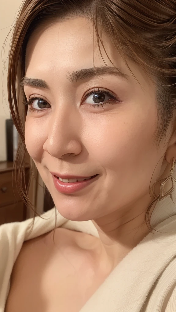 ((Highest quality)), ((8K)), ((masterpiece: 1.3)), (Perfect appearance), (Photorealism: 1.6), (AYN), (TI), (JMA), 1人のJapanese Mature, (Japanese Matureのポートレート), (65 years old, Japanese Mature), ((Realistic skin texture)), (Fine lines all over the skin), (Dull skin), (Facial wrinkles), (Wrinkles around the eyes), double eyelid, Tear bags under the eyelids, (Branch from below),