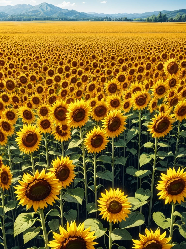 summer, hot, Japan, field, sunflower, No people