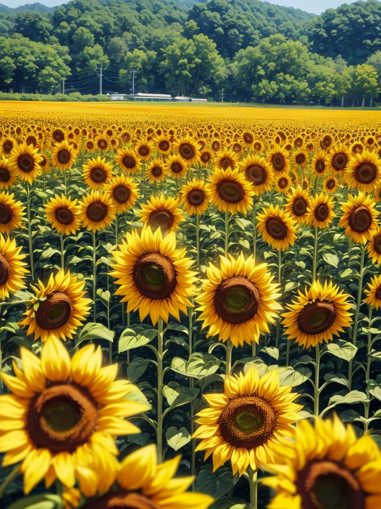 summer, hot, Japan, Sunflower field, No people