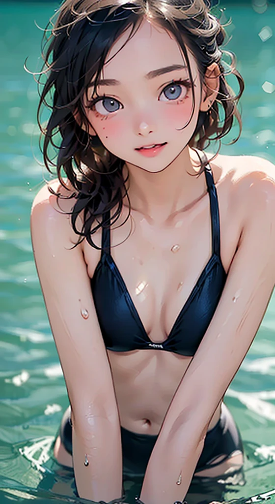 (Highest quality:1.2)、(Ultra-high resolution:1.0)、(High chroma:1.6)、Dynamic Lighting、Caustic、Deep Shadow、sunlight、Highest quality、Masterpiece、(Beautiful age girl)、Clear face、Cute TeenGirls、(Extremely cute)、(Detailed face)、Very perfect anatomical body parts、A fifty-something Asian woman in a bikini posing on the beach, Written by Yasutomo Oka, tumbler, What it is?, Young and skinny gravure idol, Young and cute gravure idol, mayuri shiina, Yasumoto Oka, Young Gravure Idol, For whom?, Japanese Model, ayami kojima amano, Chiho Aoshima