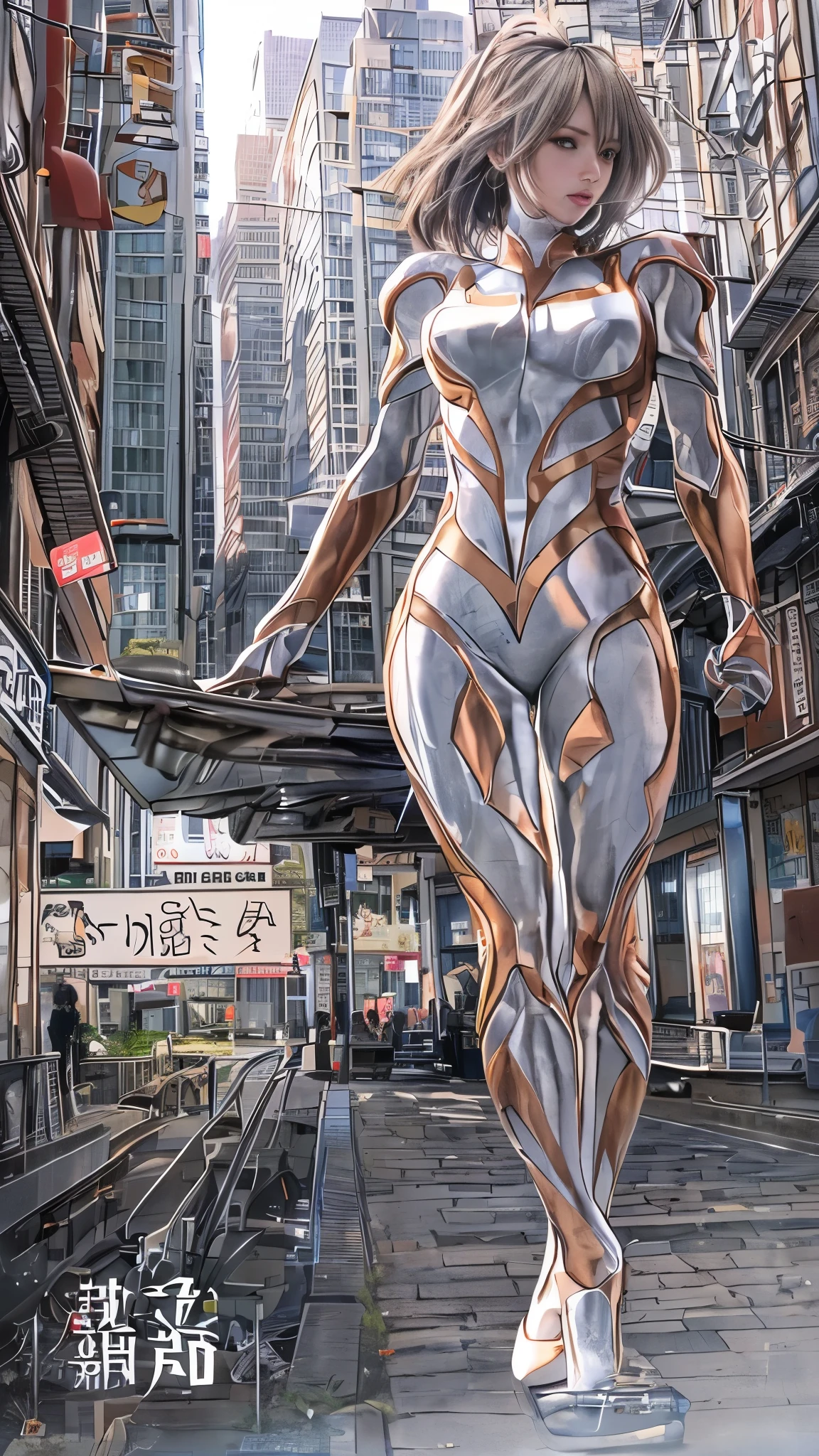 (masterpiece、Superb quality、Ultra delicate、High resolution)、Female Focus、(((New Ultraman)))、((No muscle)))、(Narrow head、Body silver、Streamlined arms、Looks tall and thin、The overall shape is feminine and modern.)、(fisting)、Model pose、High angle、Dark Night、City Ruins、Background Details、(((Upper Body)))、Looking down from above、(((sense of greatness)))、Female body type、Large Breasts
