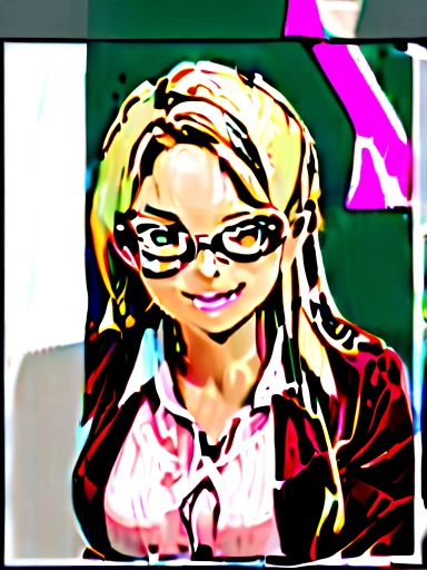 (Highest quality:1.2, Anime works, Very detailed, High detail, digital coloring, High Contrast, masterpiece:1.2, Highest quality, Best aesthetics), (((Kitagawa Marine, 1 Girl))), Blonde, Straight Long Hair, Pink gradient hair, Red eyes, Earrings, White shirt, Black Choker, Blue tie, Check skirt, Grin, smile, The pose is random、 Angle from behind、 Cute room、Girly room、Room with bright lighting、White Wallpaper、Stuffed toys near the pillow、ベットの上でOn all fours、Huge breasts、See-through 、Thin fabric shirt、The color of underwear is random、Assを突き出す、On all fours、Ass、On all fours、Back view