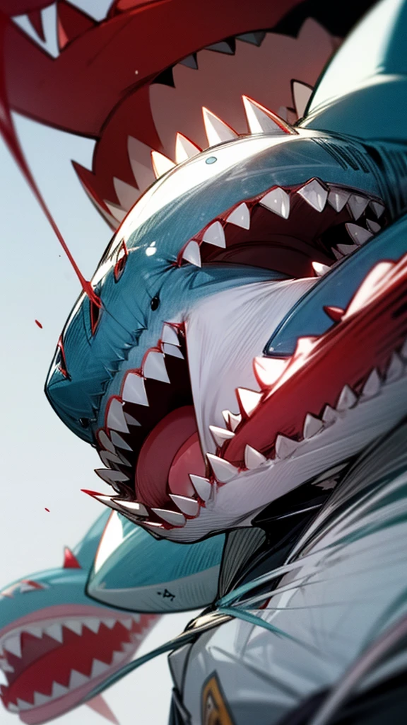 Shark Girl、Shark body、Shark Fin、Sharp teeth、Human eyes、Going to school