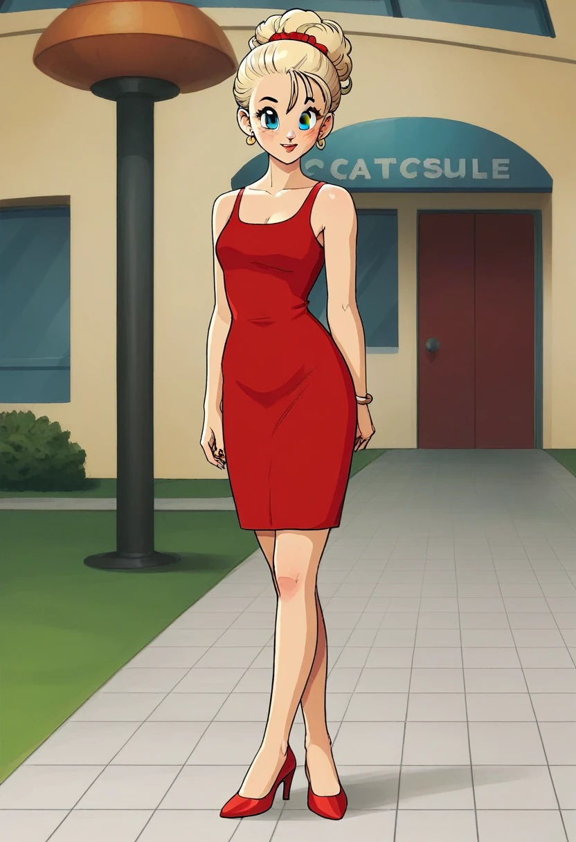 Bulms red dress legs crossed
