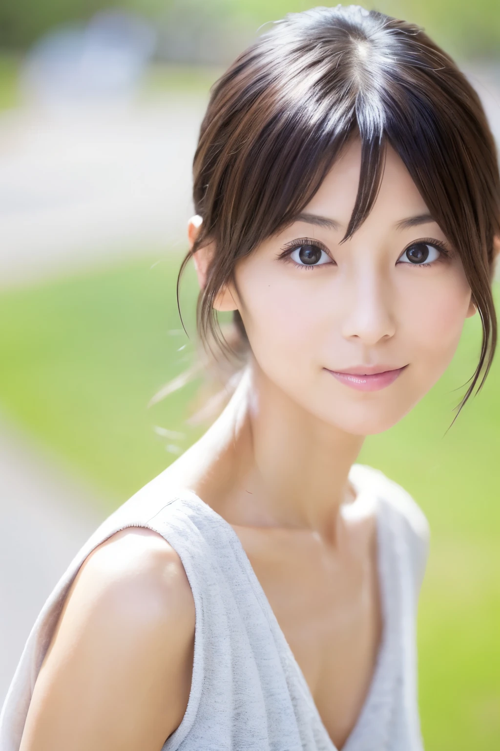 (High reality photograph, high resolusion), Skinny Japanese lady, 30 years old, cute face, detailed face, detailed eyes, various hair style, skinny figure, correct body anatomy, ((looking straight ahead)), facing the camera directly, single photo, a photo captured the best moment expressing the beauty and brains, ((with simple background))