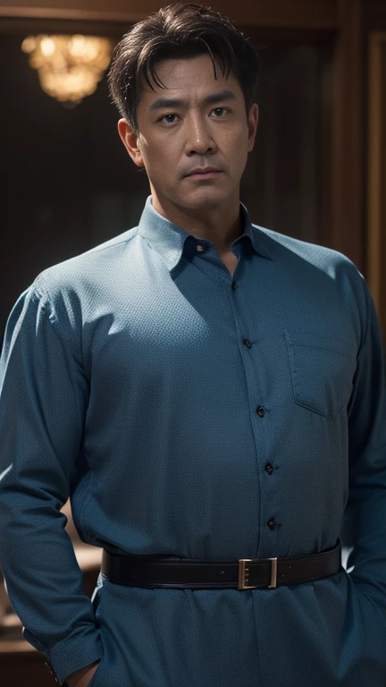 A handsome middle-aged man, large hips, large pelvis. detailed character design, cunning, (best quality,4k,8k,highres,masterpiece:1.2),ultra-detailed),extremely detailed eyes and face,longeyelashes,intricate details,dramatic lighting,cinematic composition,