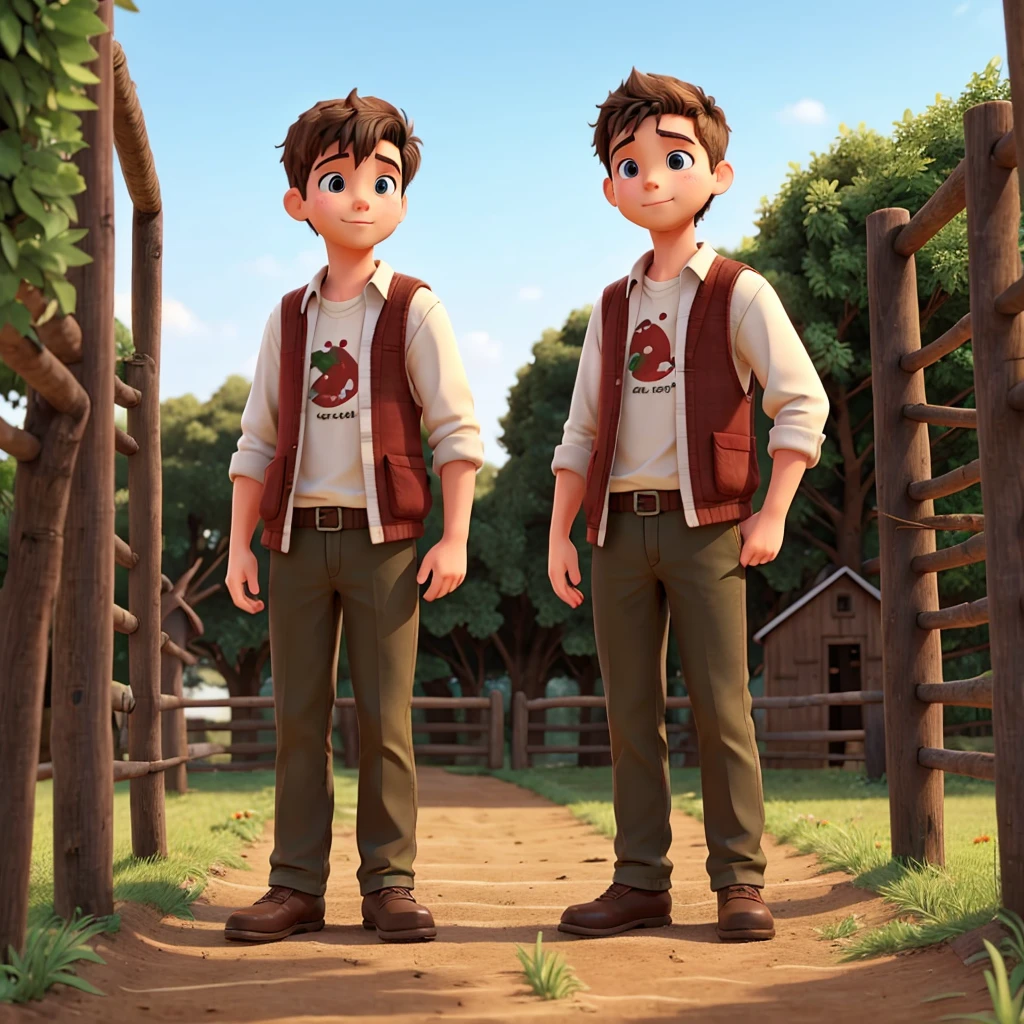 Two adult boys. In farm