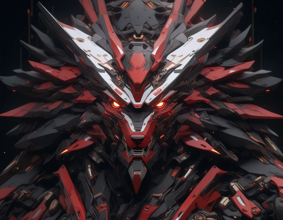 ((Masterpiece)), ((Best Quality)), (Very Detailed), ((Very Detailed)), 4K, (8K), very aesthetic, absurdres highres, Red Mecha Wolf, A red mecha wolf with advanced high-tech armor, characterized by sharp lines and rugged edges. Details: The mecha wolf's armor is composed of red metallic plates with glowing crimson accents. The eyes are dark red, adding a menacing and commanding presence. The design incorporates complex mechanical components, giving it a futuristic and cyberpunk appearance. The white background and dramatic lighting enhance the depth and three-dimensionality of the image.
