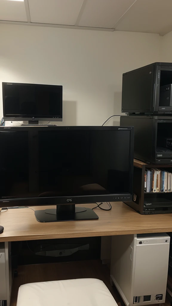 Work space with pc and big lcds,ultra hd