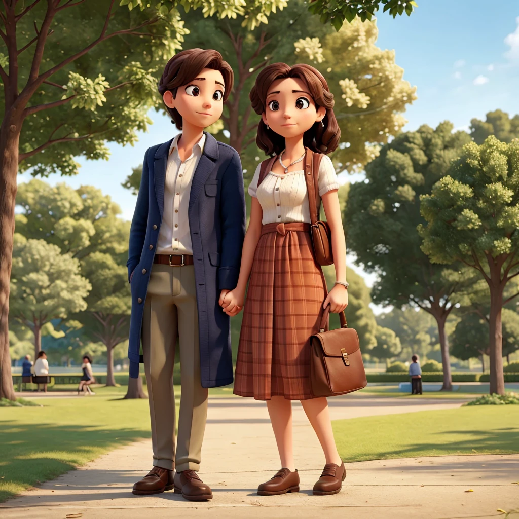 A woman looking at a couple in the park