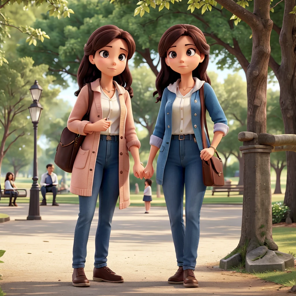 A woman looking at a couple in the park