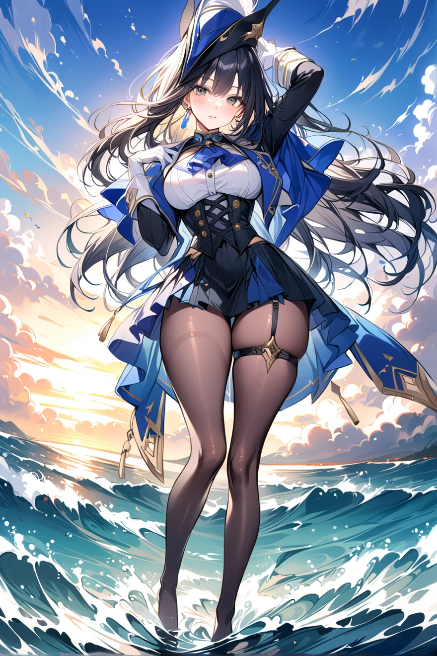 ((2D beautiful girl、top-quality、Perfect Finger 1.1、Perfect Anatomy 1.1、extremely delicate and beautiful illustration))、Solio、cute petit girl、(transform sequence)、(blanche(Princess leotard))、14years、a junior high school student、Lori、Chiquita、Fractal Art、baby-face、((stright long hair))、big drooping eyes、A smile、Full body depiction、（1 persons）、（white aristocratic leotard）、blue sky royal palace courtyard、The color of the costume is blue and white、cat ear、Princess、A slender、