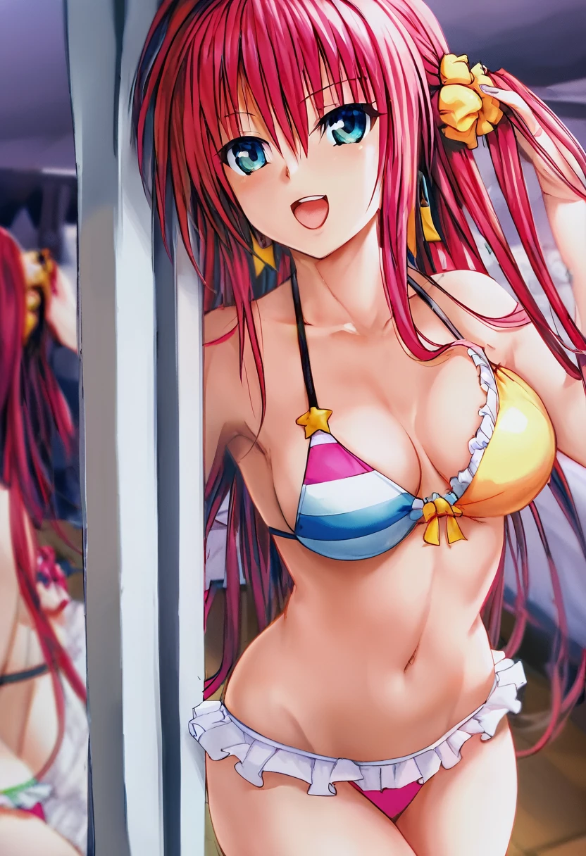 Wearing a sexy, brightly colored bikini、To Love-Ru、She's crying、She sweats a lot、Back M-shaped legs、Show off your ass