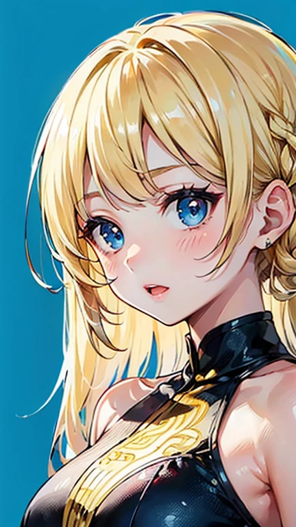 (Darjeeling,Nishizumi Shiho,Nishikinuyo),
One Woman,
(Blonde:2.00),
(Straight Long Hair),
Early 20 years old,Natural skin texture,Narrow waist,Thin type,
(Asian Skin:1.9),Height: 170cm,Japanese Girl,,
Blue Eyes,Small breasts,Princess,
(((Black one piece dress:Western))),
((Golden crown)),
(dark heroine),
((ID photo:1.8,Plain cerulean blue background:1.6,Capture your subject from the front)),
expression(Straight face),upright posture,Open Mouth,narrowed eyes,blush,
Wide open valley,humble,
Natural depiction,
Beautiful depiction,
Shiny eyes,
Healthy Body,
Natural hairstyle,
Natural body contours,
Natural facial contours,
(Five fingers)Absolute depiction,Symmetrical fingers,
Two arms,
Two legs,
Sharp eyelid depiction,
Symmetrical eyes,Symmetrical eyes,
Keep the subject in the center,Expand the upper body,
Beautiful image quality,
Delicate shades,
4K,Very detailed,
Delicate light adjustment,
Delicate contour drawing,