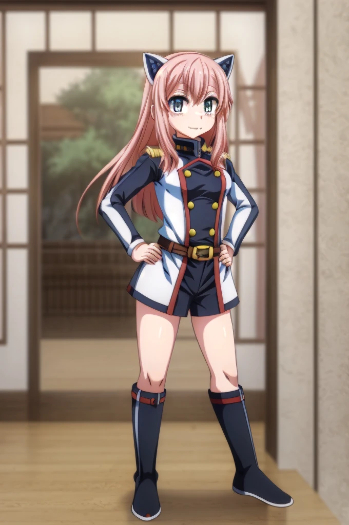 ookawamura nei, 8k, masterpiece, absurdres, anime, full body, standing, hand on hip