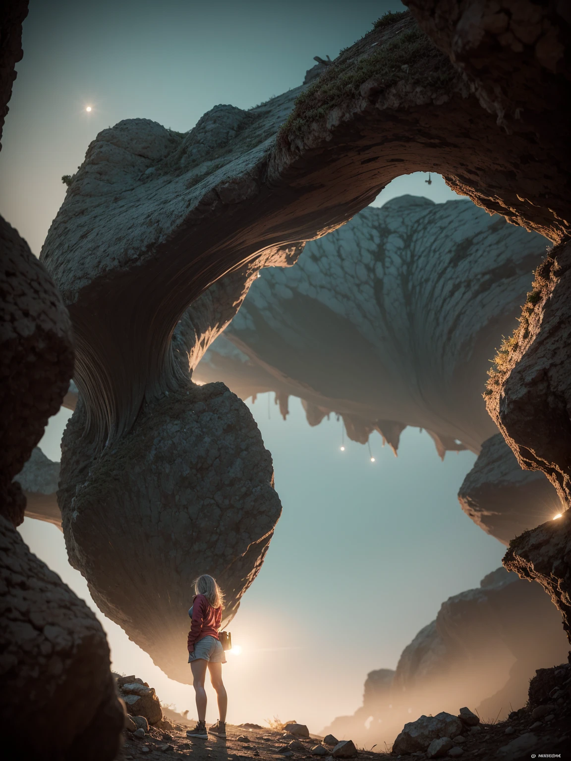fit body, (big ass), [wide hips], rusty red Venusian terrain, mars dust scattered floating in air, (mountain:0.8), (lens flare:0.7), (cross-processing), (highly detailed), (cinematic lighting:1.1), sharp shadows, intricately detailed, photographed on a Hasselblad 500, 80mm F2.8 lens, with Cinestill 800T film, cinematic contrast, outdoors, ((on Venus)), space exploration, journey, nasa-punk, ultra altamente detalhado, 32k, sharp focus, luminismo, Detailed oil painting, lua, detailed sky, lobo escuro com grande altamente detalhado, por Anato Finnstark . paisagem detalhada, Aesthetics of Northern Tales, Dynamic movement, grandes olhos reflexivos, floresta,brilhante, folhas rodopiantes, emerald fog, mystic, fundo complexo, dynamic lighting, luzes, complicado pose, filigrana altamente detalhada, complicado, baroque, Escola do rio Hudson, Thomas Cole, obra de arte, vivid colours, wide angle lens, HDR, hard shadows, art photography, soft focus, masterpiece, breathtaking, atmospheric perspective, diffusion, pore correlation, skin imperfections, 80mm Sigma f2, depth of field, intricate natural red lighting, wide angle,

(Best quality, 8k, High Resolution, Masterpiece:1.2), ultra-detailed, (realistic, photorealistic, photo-realistic:1.37), ((Best quality)), ((Masterpiece)), (detailed), looking up from the bottom, (wide angle), (top_view_perspective:1.3)

[photographing from above, high angle shot, realistic view from above, (Overhead view:1.20), top view, looking up from the bottom, (wide angle), (top_view_perspective:1.3)]

[[The character is surrounded by mist, evoking a mysterious and eerie atmosphere. The lighting is dark and atmospheric, with a red smoke adding a touch of sinister ambiance. The image is of the best quality, with a resolution of 4k and HDR enhancement, showcasing the utmost level of detail and realism, sfw, full body shot. View from above. (1woman)]]