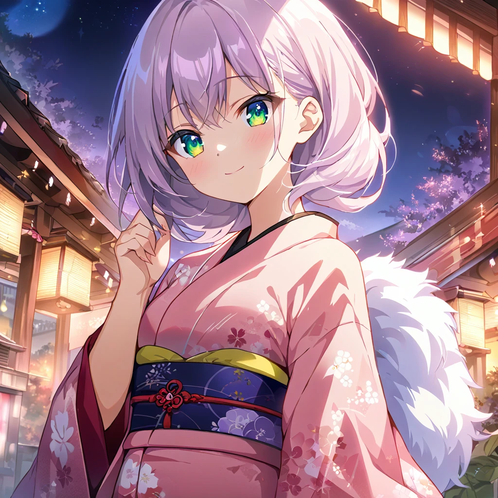 1girl,(japanese clothes, pink kimono, floral print,  kimono,  print kimono,  sash, wide sleeves, obi),Shrine grounds in the morning background,(RAW photo, best quality), (anime style:1.4), masterpiece, an extremely delicate and beautiful, extremely detailed, 2k wallpaper, Amazing, finely detail, extremely detailed CG unity 8k wallpaper, ultra-detailed, highres, soft light, beautiful detailed girl, extremely detailed eyes and face, beautiful detailed nose, beautiful detailed eyes,c1girl,(japanese clothes, pink kimono, floral print,  kimono,  print kimono,  sash, wide sleeves, obi),Shrine grounds in the morning background,(RAW photo, best quality), (anime style:1.4), masterpiece, an extremely delicate and beautiful, extremely detailed, 2k wallpaper, Amazing, finely detail, extremely detailed CG unity 8k wallpaper, ultra-detailed, highres, soft light, beautiful detailed girl, extremely detailed eyes and face, beautiful detailed nose, beautiful detailed eyes,cinematic lighting,city lights at night,starry sky,perfect anatomy,slender body,light smile,lavender-colored hair,green eyes,perfect anatomy,slender body,light smile,lavender-colored hair,green eyes,