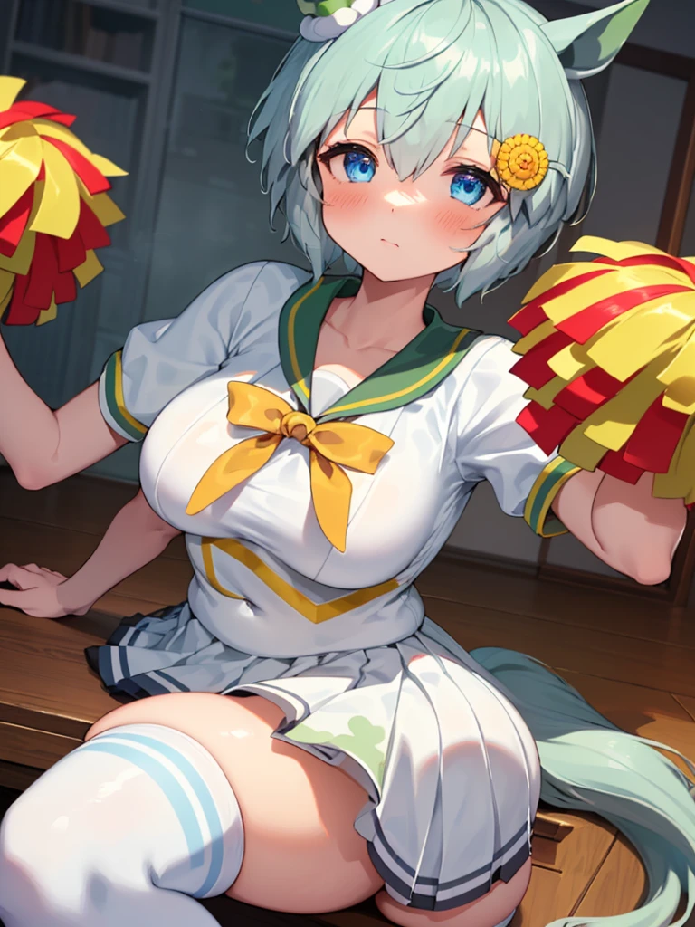1girl in, holding a pom pom, cheer girl,
NSFW,fullnude、big areolae、erectile nipple、fissure、Detailed pubic area、clitoris in detail、Do not express male genitalia、complete hands、2 arms、complete fingers、five fingers,
pompoms, \(cheer leading\), crass room, llight rays, Glow, thighs thighs thighs thighs, 鎖骨, Narrow waist, (masutepiece), Wallpaper, Wide Angle, From above