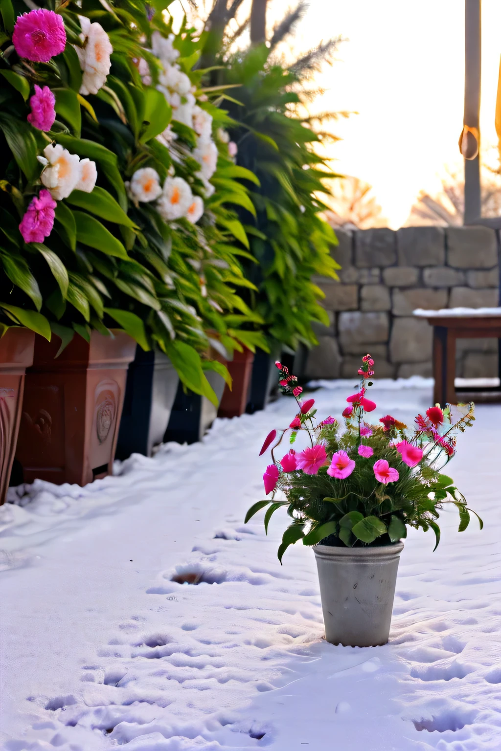 An walpaper for mobile screen which is an winter weather and romantic season with a garden in flower of peace motivatespiritual view in front of the walpaper also add an stress free and calmdown spirituality thing . Without any man or animal or female added on it.. In India