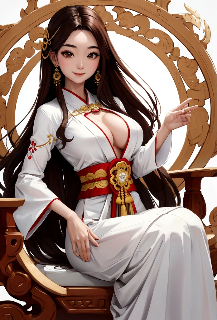 Japanese woman with very long brown hair The face is white, smooth, very beautiful. Wear traditional Thai clothing Drive a car made of beautifully carved wood. There are no roofs on the streets of Bangkok. Sharp, realistic, life-like images,UE5,No wear anything, Naked,Large Breast, Big Bust,Big Cleavage,Big Chest, Bare,Slender Body,White Skin,Very Realistic,Full Body and Smile,Bright Background.