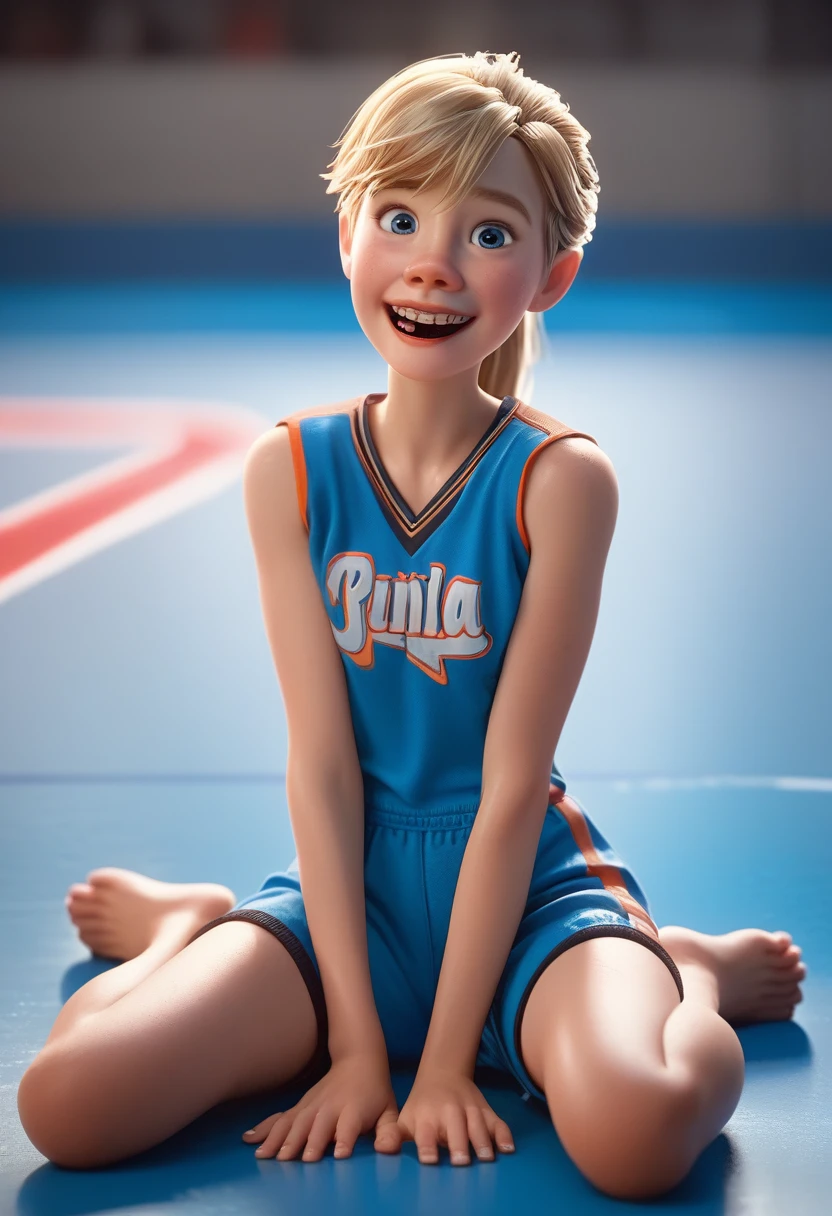 score_9, score_8_up, score_7_up, score_6_up, score_5_up, score_4_up, ri_ley2, 1 girl, ponytail, blond hair, sitting on the floor, skinny, looking at viewer, barefoot, ager, excited, in a hockey rink, blue eyes