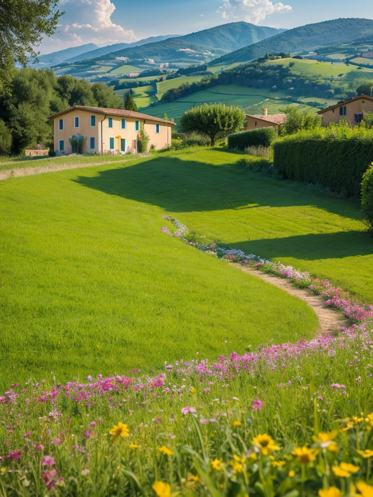 summer, Italy, countryside, Private house, hot day, sunlight, field,