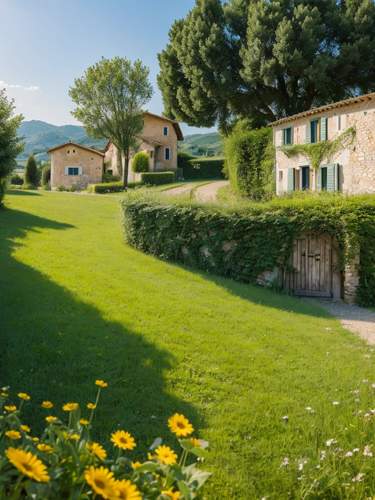 summer, Italy, countryside, Private house, hot day, sunlight, field,