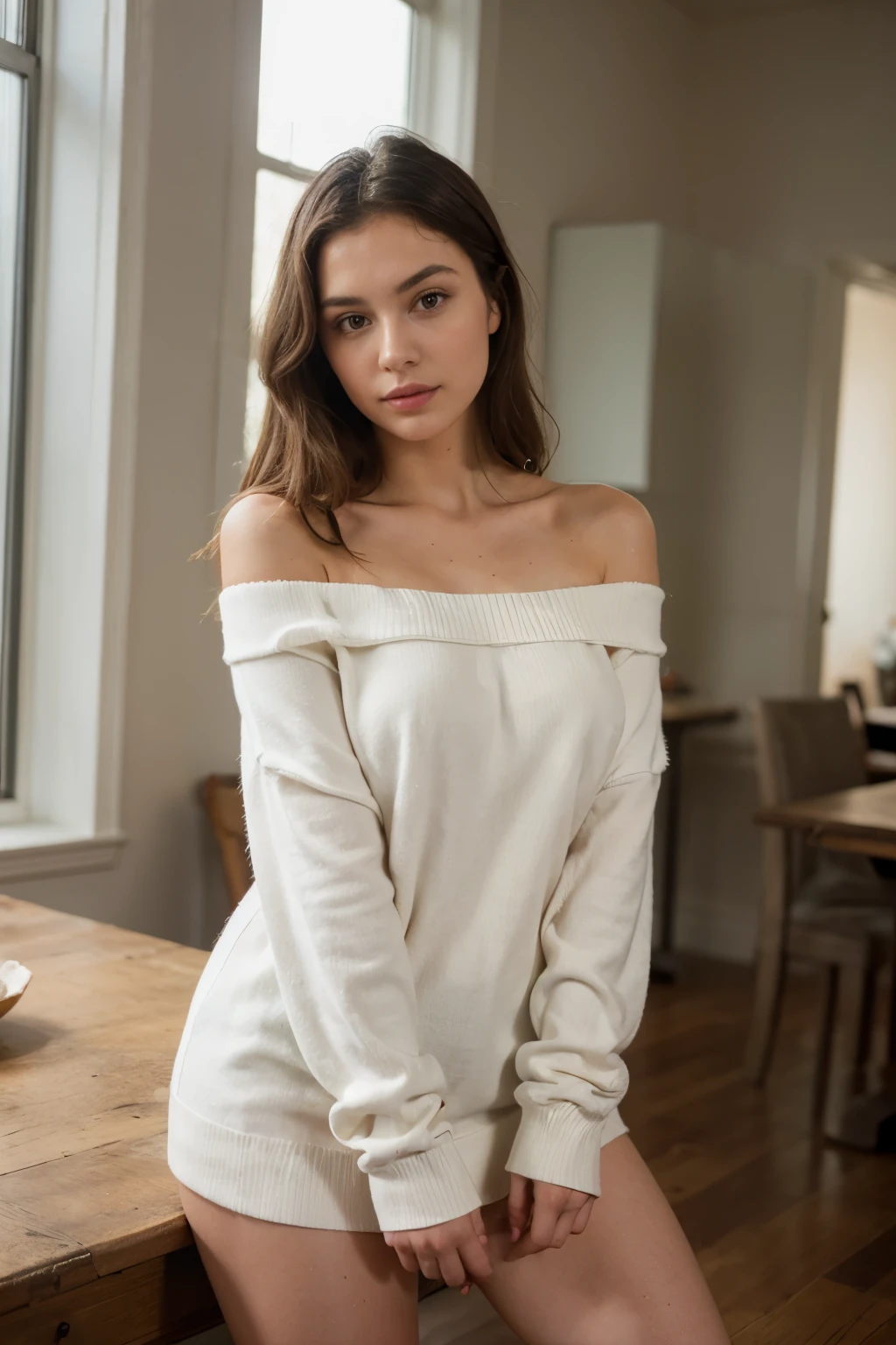 ((Best Quality)), ((Masterpiece)), (detailed), 1 girl, off shoulder sweater,