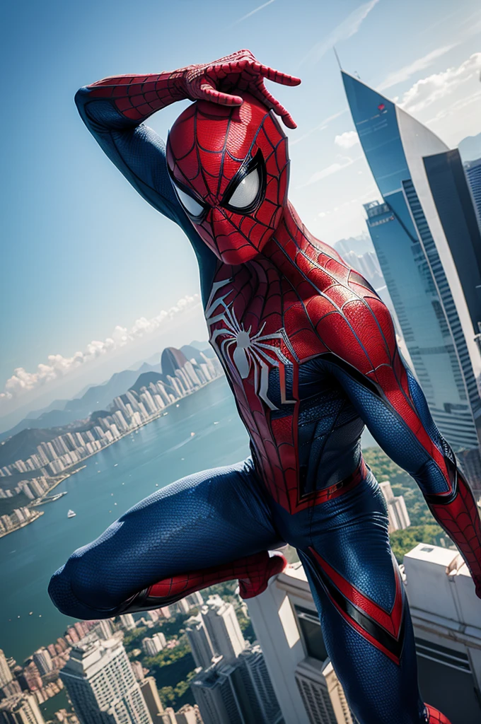 Spiderman on top of Christ Retor Rio de Janeiro