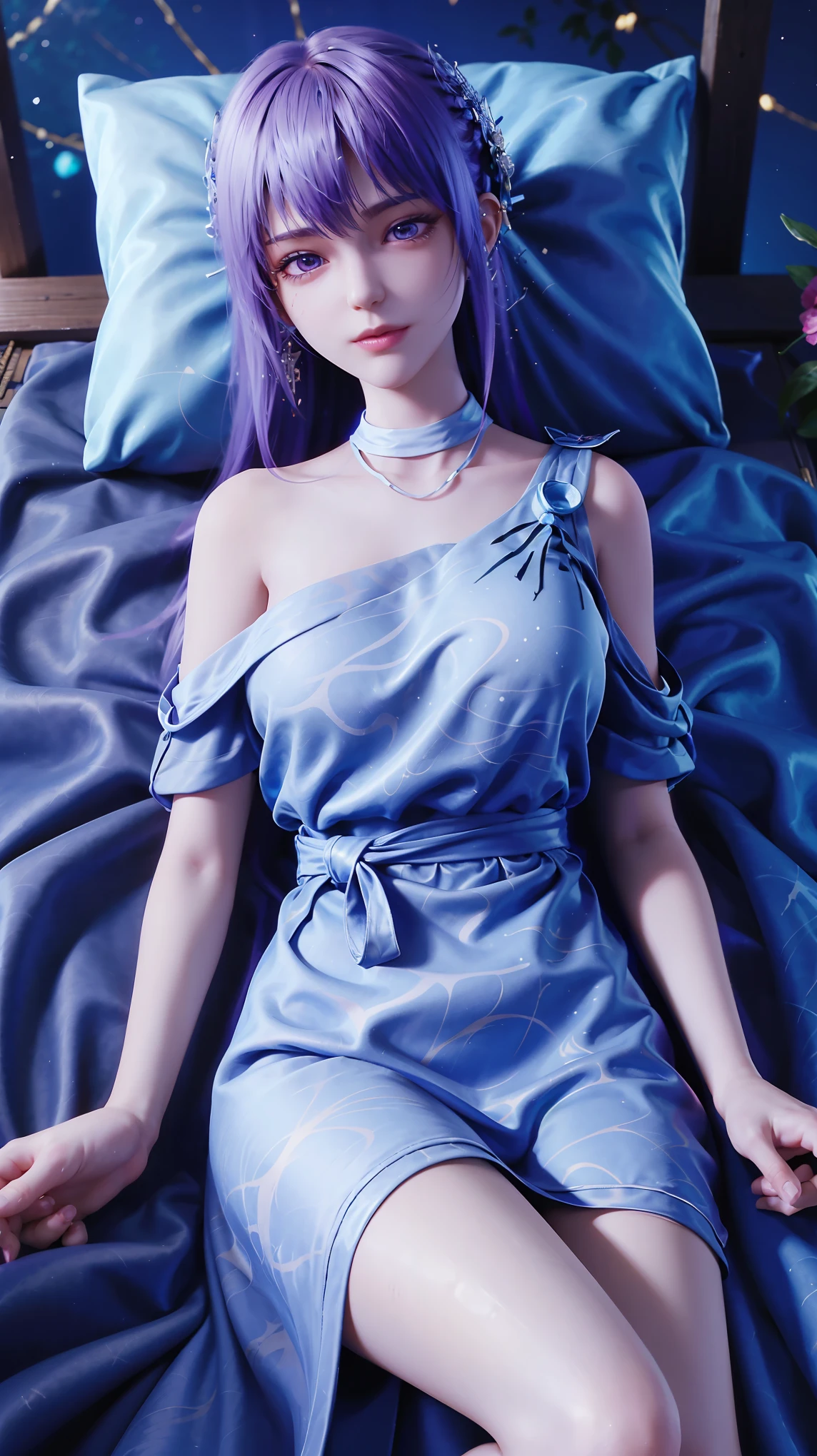 一个女孩Lying in bed,Wearing pink suspender pajamas,Face up,Raise your legs slightly,Front view super detailed beautiful big breasted girl 16 years old. Ultra HD, 4K, 8K, Movie,whole body,Lying down,Long legs,Very big breasts,whole body捕捉,(((Lying in bed))),(((whole bodyLying in bed))),Pink bed,Off-shoulder,Shoulder-length skirt,Lying in bed,Sleeping on the pillow,Lying down,Headrest pillows,(((平Lying in bed))),whole body平Lying in bed