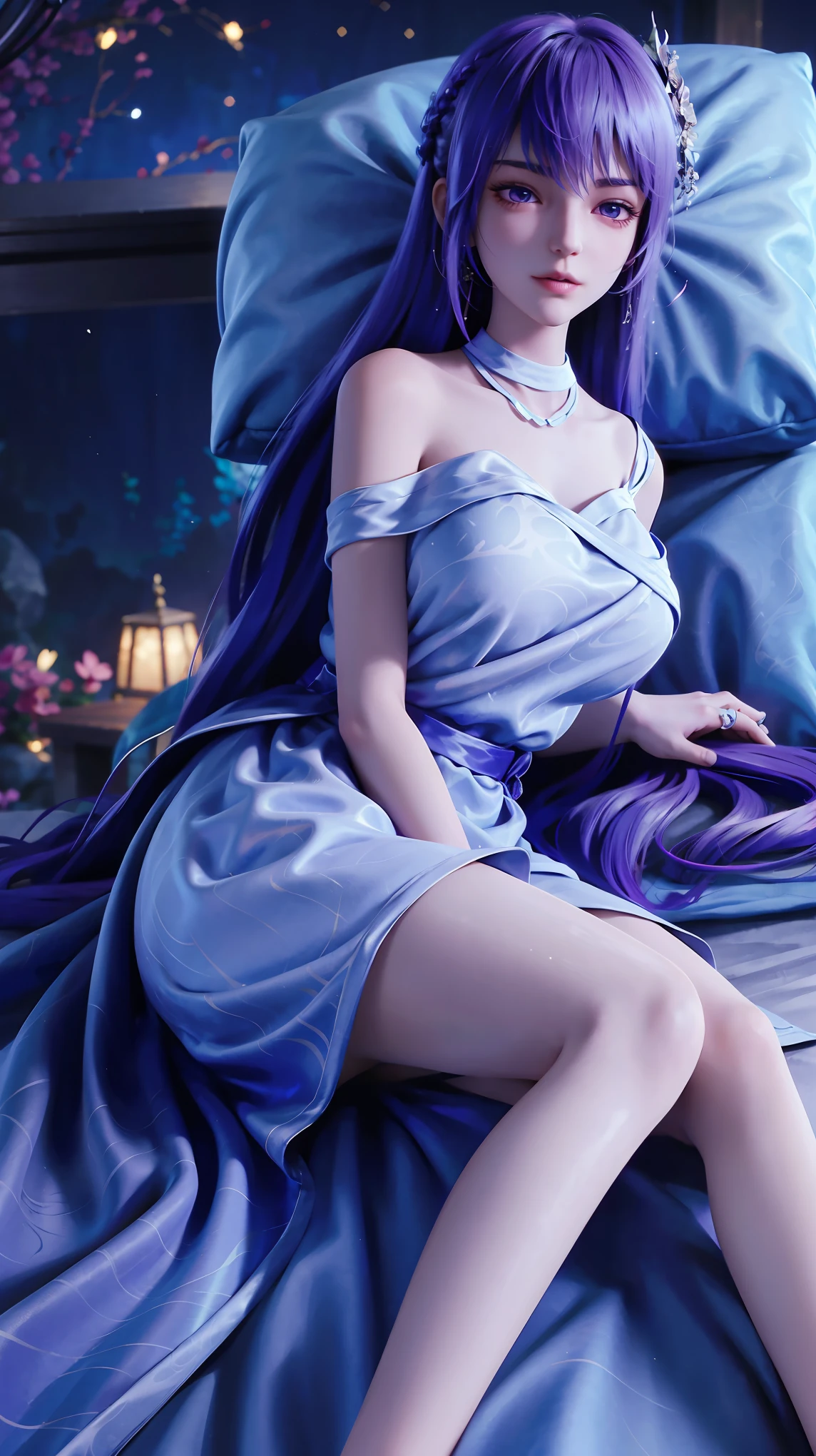 一个女孩Lying in bed,Wearing pink suspender pajamas,Face up,Raise your legs slightly,Front view super detailed beautiful big breasted girl . Ultra HD, 4K, 8K, Movie,whole body,Lying down,Long legs,Very big breasts,whole body捕捉,(((Lying in bed))),(((whole bodyLying in bed))),Pink bed,Off-shoulder,Shoulder-length skirt,Lying in bed,Sleeping on the pillow,Lying down,Headrest pillows,(((平Lying in bed))),whole body平Lying in bed