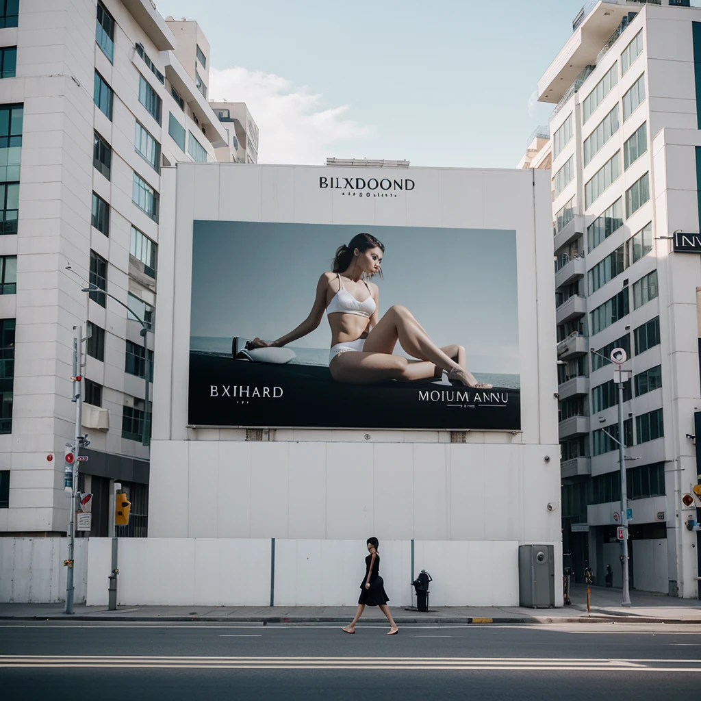 Design a billboard mockup for a luxury fashion brand featuring a minimalist aesthetic.