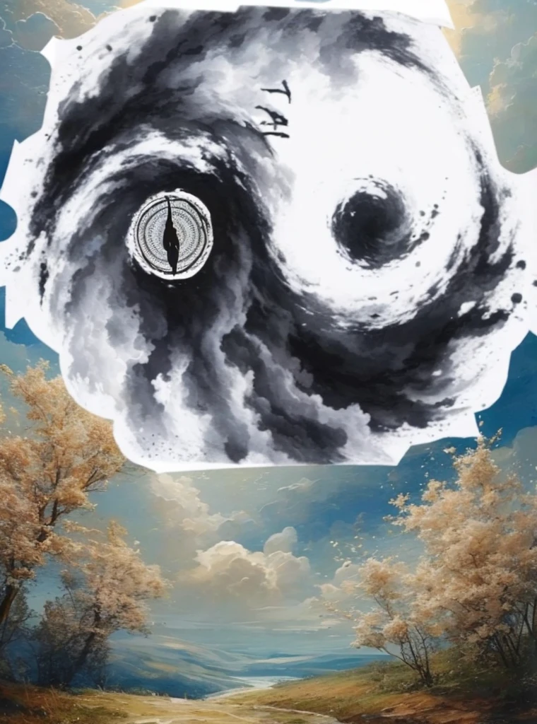 The sky turns into a Tai Chi diagram,Half pure white and half pure black