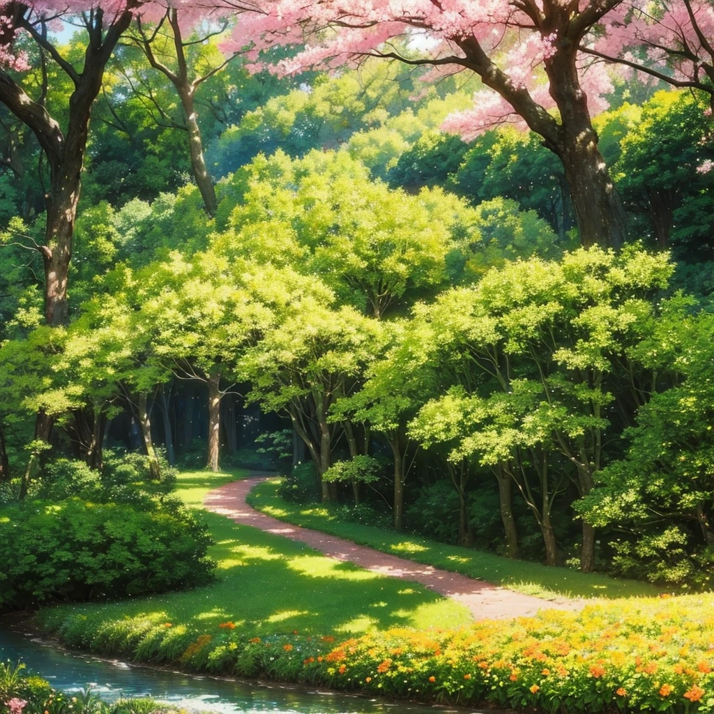 anime scene of a path through a forest with flowers and trees, animated background art, anime lush john 8k forests, animated background, anime nature, anime countryside landscape, beautiful animated landscape, Beautiful anime scene, animated landscape, Anime Beautiful Peace Scene, animated landscape concept art, animated landscape, anime nature wallpap, anime movie background, magical forest in the background