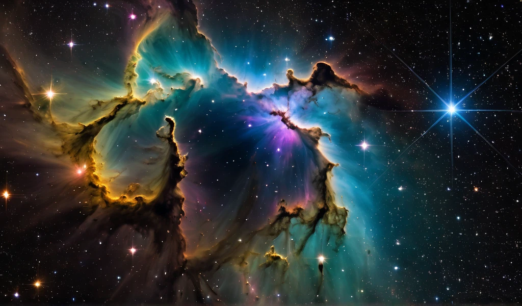 a close up of a star formation with a black background, gemini star formation, distant nebula are glowing algae, stellar formation, exploding nebulae, a cosmic entity made of stars, dramatic exploding nebulae, glorious galactic collision, galactic light colors, collapsing stars and supernovae, in a nebula, gorgeous nebula is born, suns and supernovas