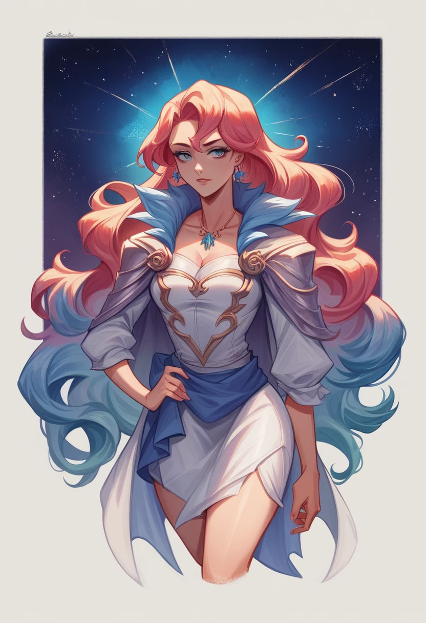a close up of a woman with rich and colorful hair and a necklace, Anime girl with cosmic long hair, rossdraws bright pastels, artwork in the style of Gu Weiss, Fantasy art style, rich and colorful]”, Vibrant fantasy style, rossdraws cartoon vitality, cosmic and rich and colorful, Gu Weiss, rich and colorfull digital fantasy art, Stunning art style, Beautiful anime style