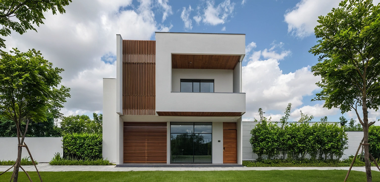 Masterpiece, high quality, best quality, authentic, super detail, outdoors, onestoreyvillaXL, aiaigroup, house style modern on the street ,stairs, white wall ,road,pavement, grass, trees, sky, cloud, (daylight:1.1)
