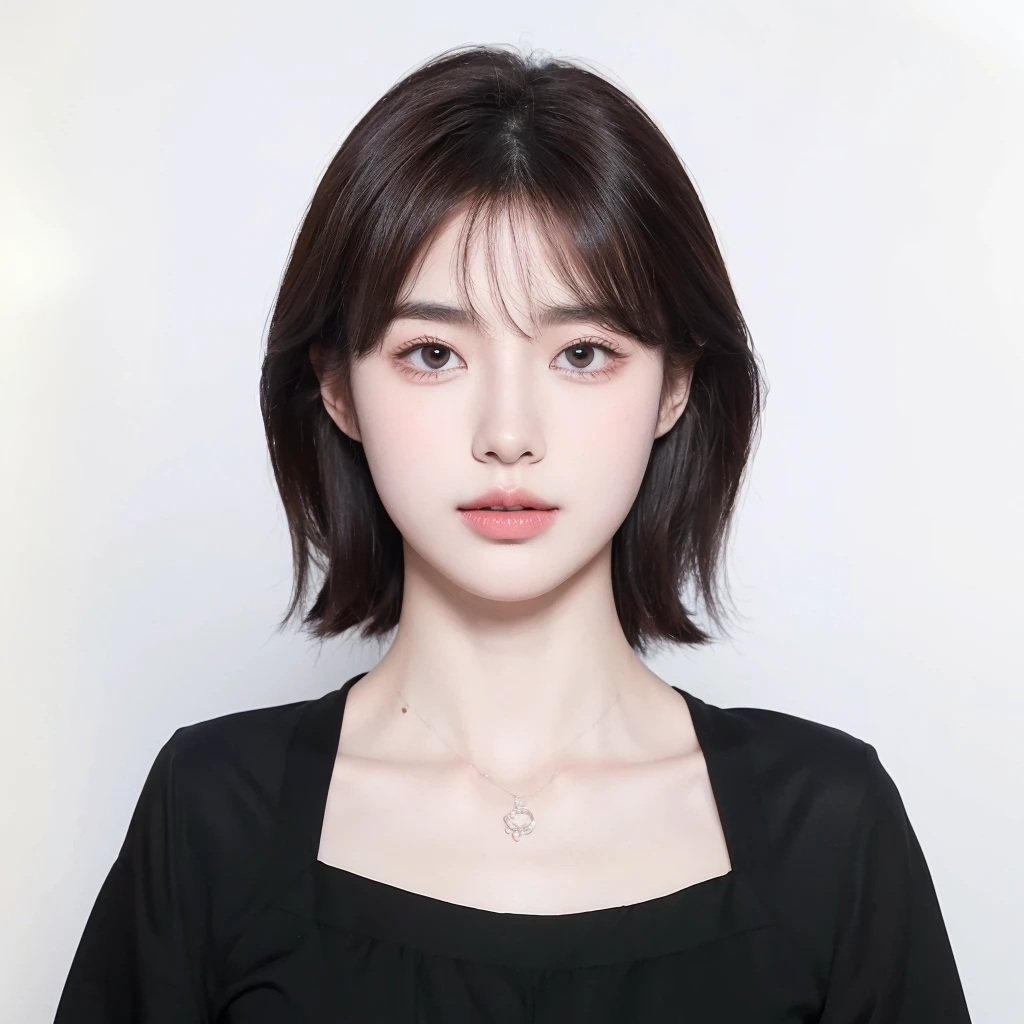 Collarbone hair,Good looking, naturally beautiful,Solid color background