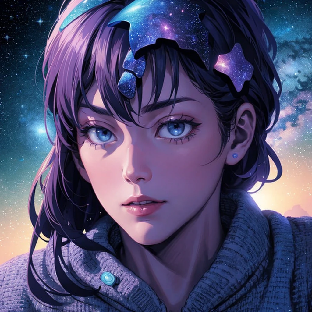 game pad, with galaxy space background, blue , purple
