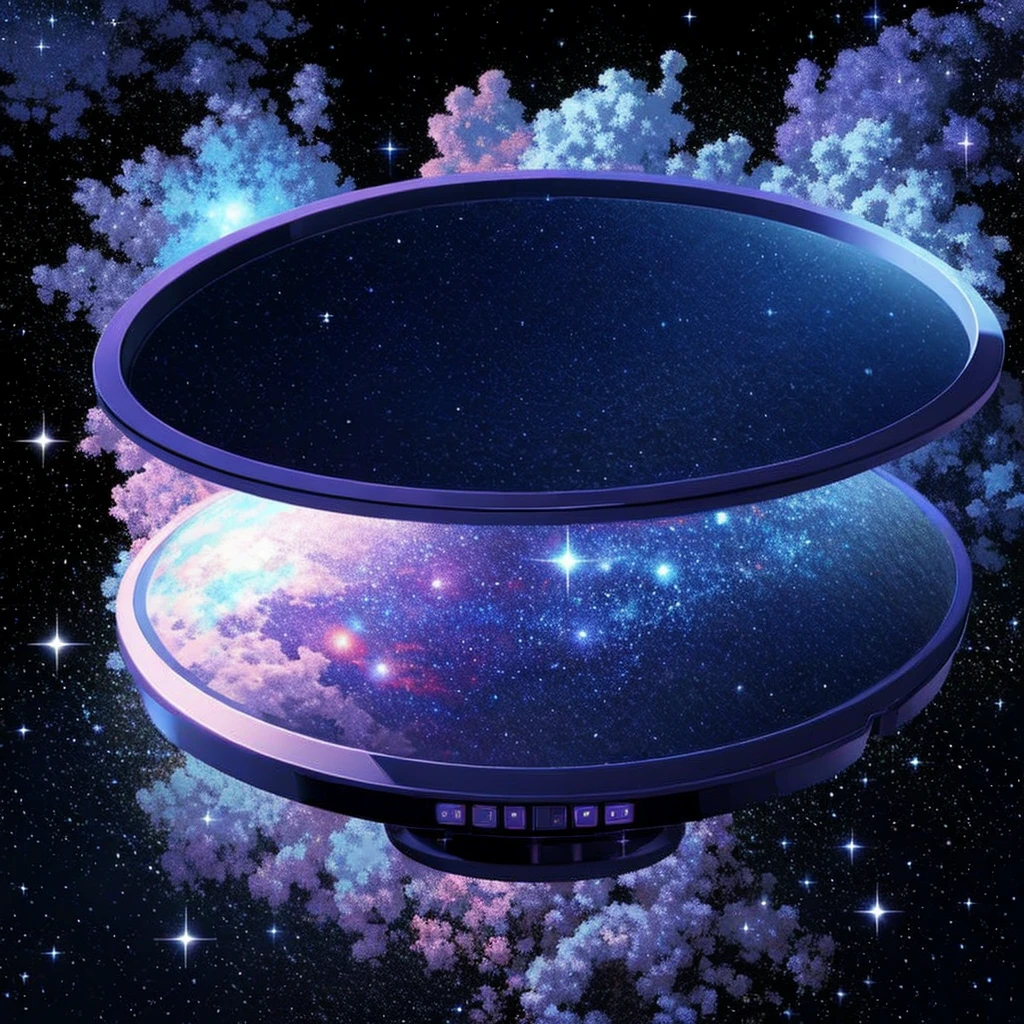 game pad, with galaxy space background, blue , purple