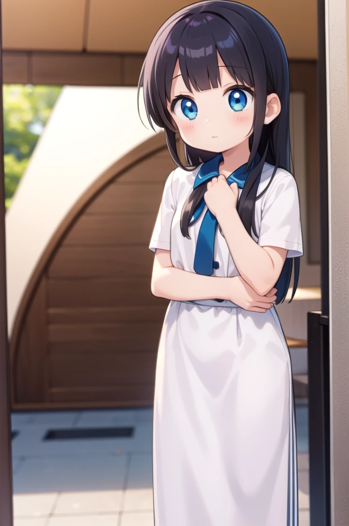 1girl,sincos, no ma&#39;am, tosaka asagi,独奏,medium breasts,,short sleeves, mesugaki, smile, looking at viewer, blush, hand up, skin fang,dutch angle, feet out of frame, looking up, blue hair, red eyes,fingersmile, staircase, open mouth, twintails hair,, best quality, very aesthetic, absurdres(masterpiece, 4K resolution, Ultra-realistic, Very detailed), girl、、、naby blazer、Sit on a chair、classroom、smile、Black Hair、Side Ponytail、Brown eyes,holding panties,presenting panties,Perfect Fingers、tie,white panties、(Vaginal sex:1.5)、(Beautiful Landscape)、evening、Droopy eyes、Exposed nipples、 Navy blue see-through school swimsuit, school classroom, black gal(Dark Skin:1.2)、(correction:1.1)、（short、small、small：1.2）、Cowgirl、Crouch、Leg spread、Anime artwork score_9, score_8_up, score_7_up, score_6_up, score_5_up, score_4_up, source_アニメ, BREAK, Thick outline, Thick outline, 明日香_Xl, Exposed nipples、