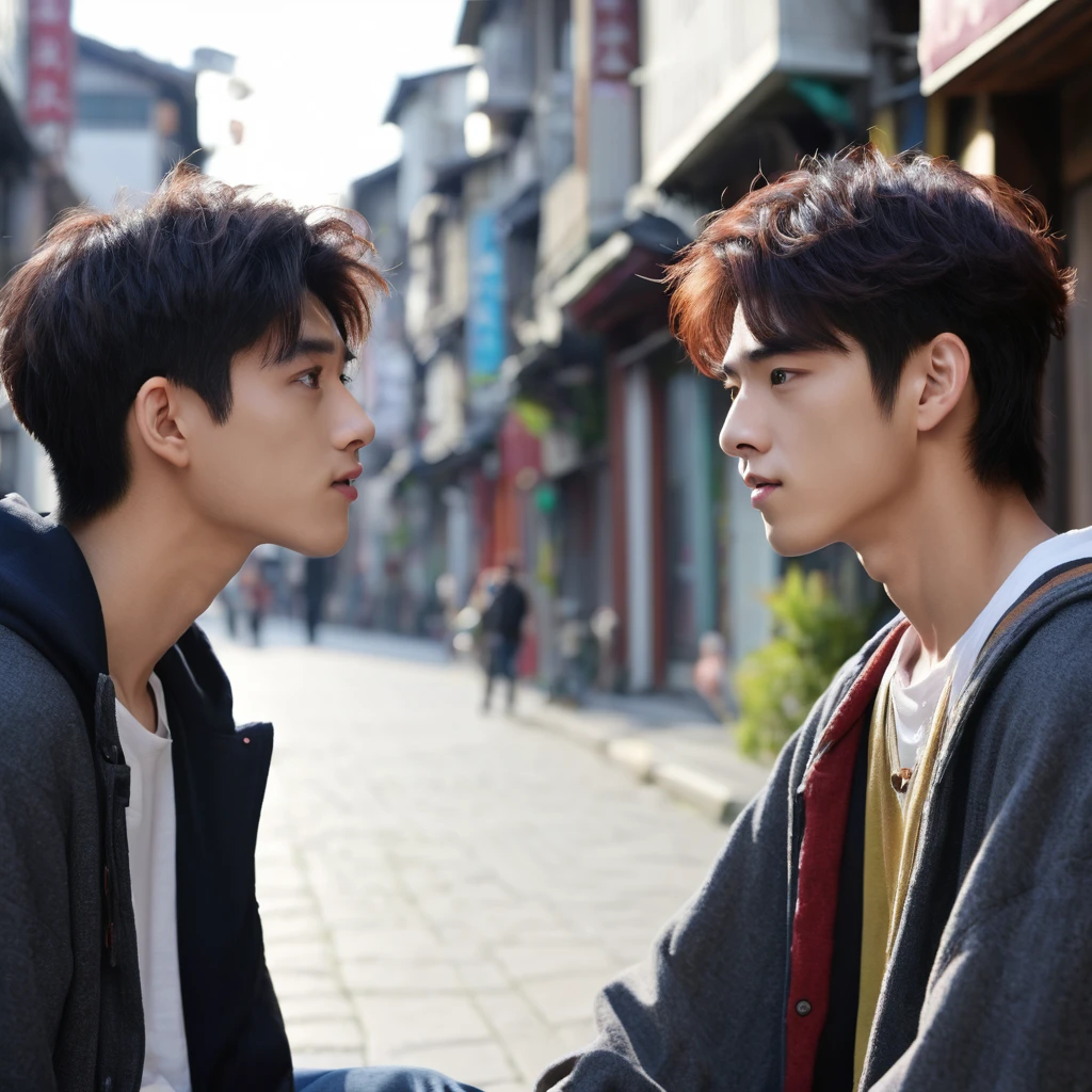 20-year-old male、Hunchback、Lonely、Talking to a male friend、8K Ultra HD, high quality