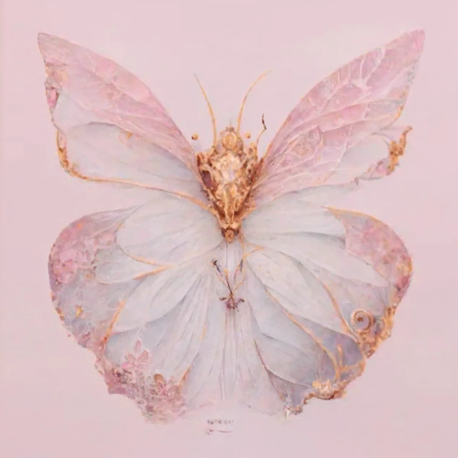 there is a 蝴蝶 that is sitting on a glass vase, Gossamer wings, Ethereal Wings, Written byKinuko Y. Technology,