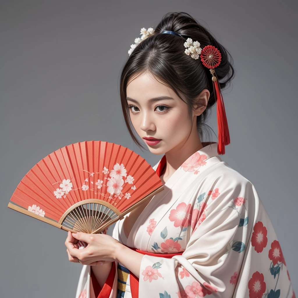 A Japanese woman in a kimono holding a folding fan, 美しいgeishaの写真, Beautiful art illustrations, Beautiful digital art, geishaの肖像, 美人のgeisha, geisha, Exquisite digital photography, Beautiful character pictures, geishaの肖像, Amazing digital photography, 日本のgeisha, Cute digital photos, Elegant Japan Woman.
