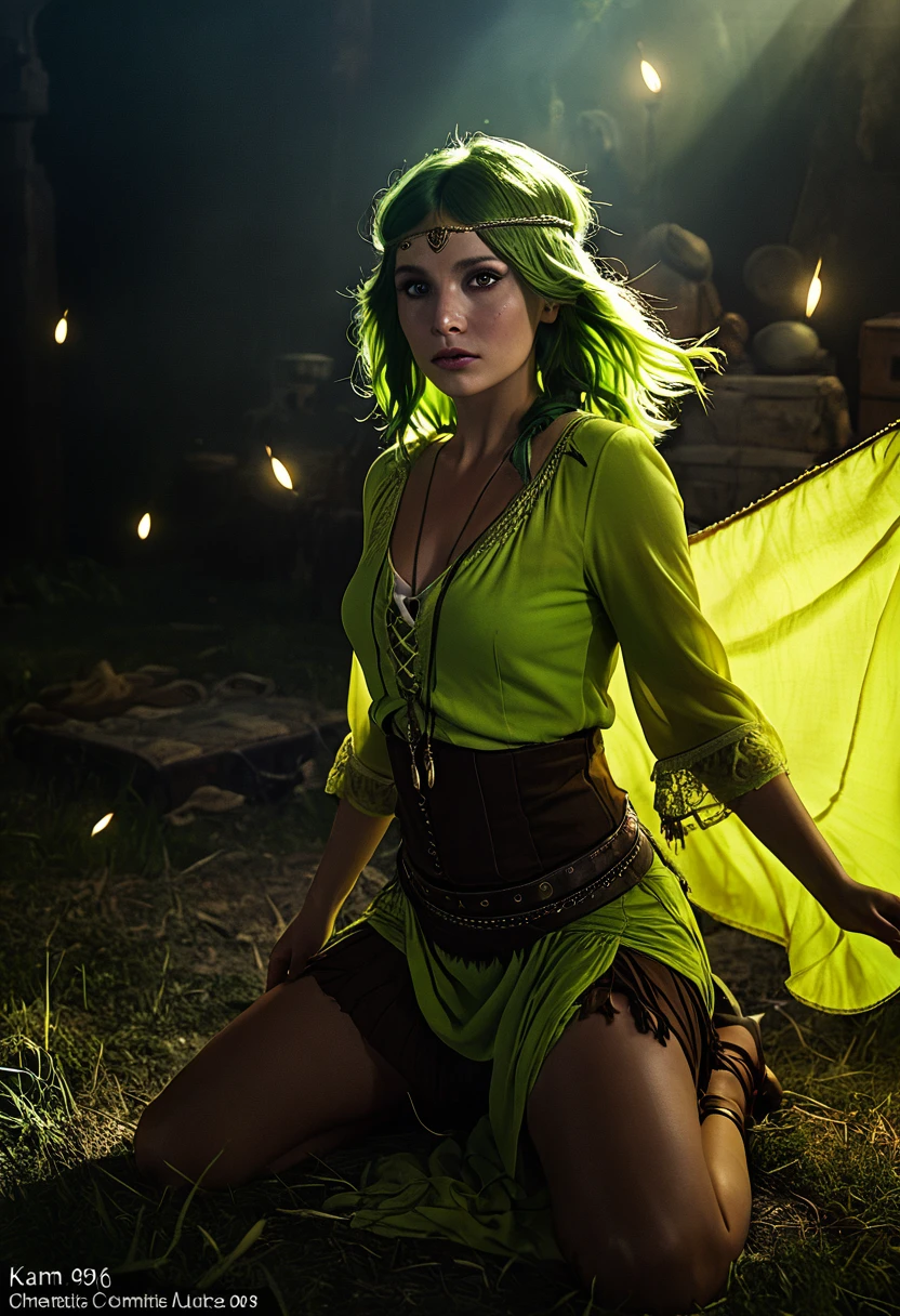 Chartreuse Gypsy, Safe From Harm, out of luck, Battle Without Honor Or Humanity, Cinematic Lighting --ar 9:16