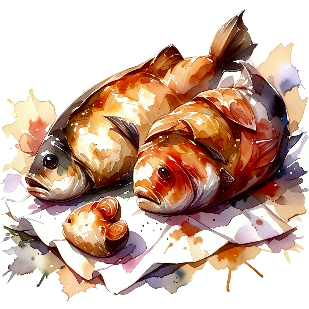 watercolor Five breads and Two Fish