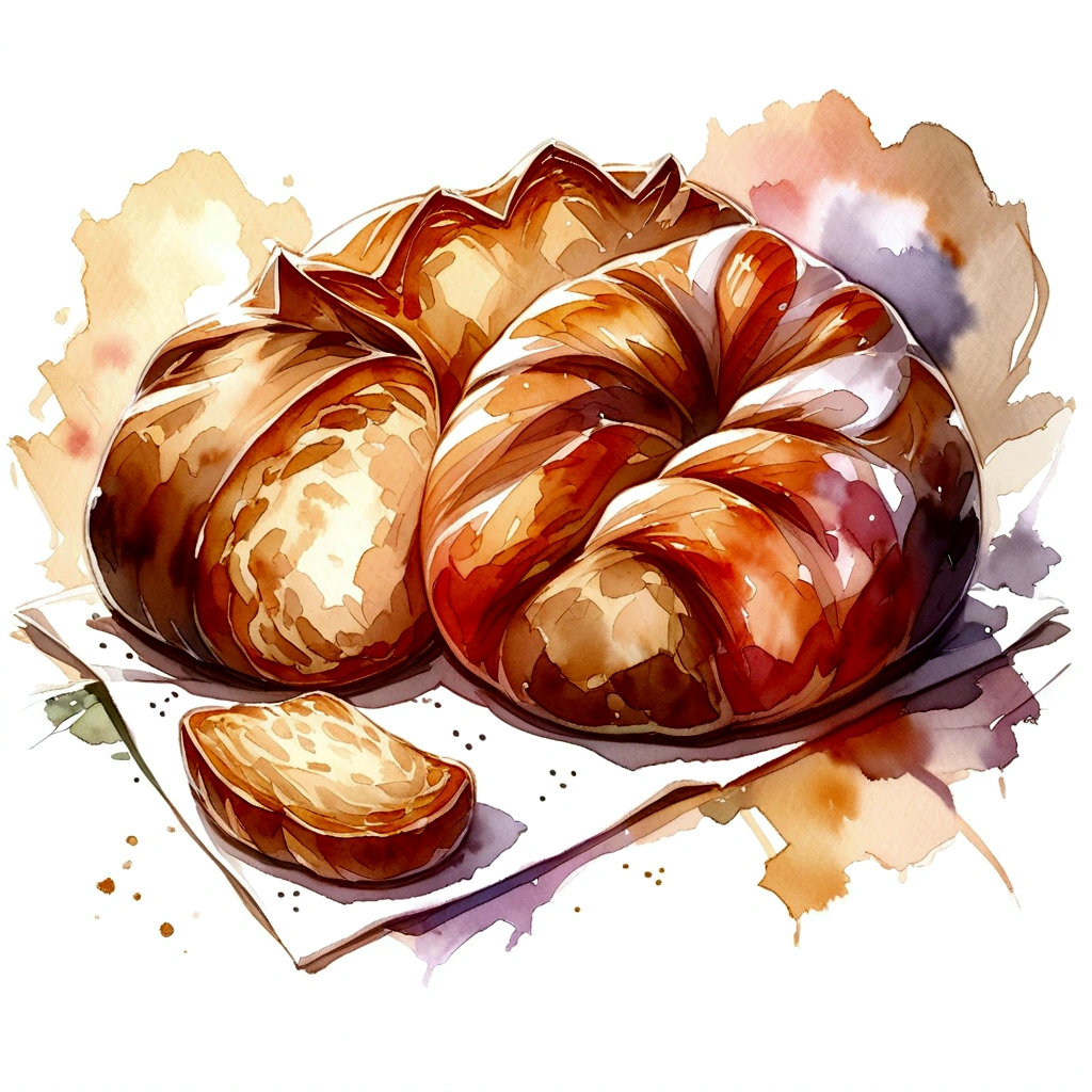 watercolor Five breads