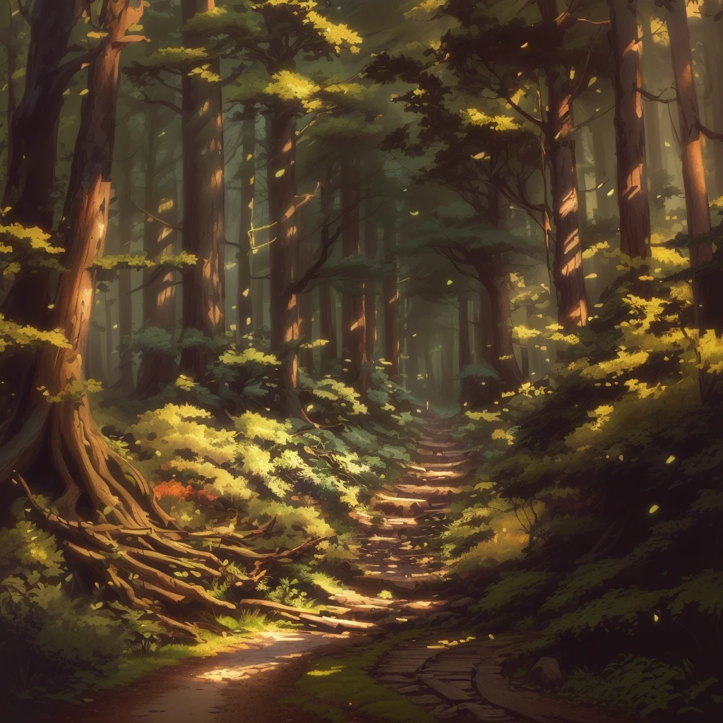 a painting of a path in a forest with trees and rocks, forest environment, forest path, magical forest background, fantasy forest environment, path through a dense forest, forest clearing landscape, telón de forest background, mystical forest background, forest background, lush and peaceful forest, beautiful dark forest landscape, magic forest background, fantasy forest background, fantasy forest background, vast forest
