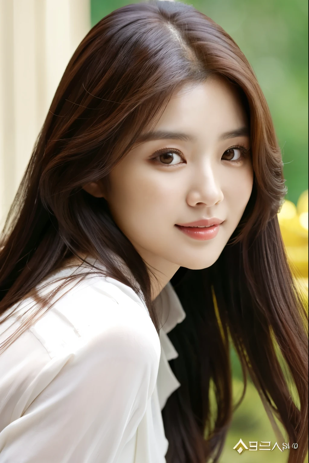a close up of a woman with long hair wearing a white shirt, female actress from korea, cute korean actress, hwang se - on, lee ji-eun, lee ji - eun, kwak ji young, beautiful south korean woman, park ji-min, heonhwa choe, shin min jeong, song hye - kyo, official photos, korean woman